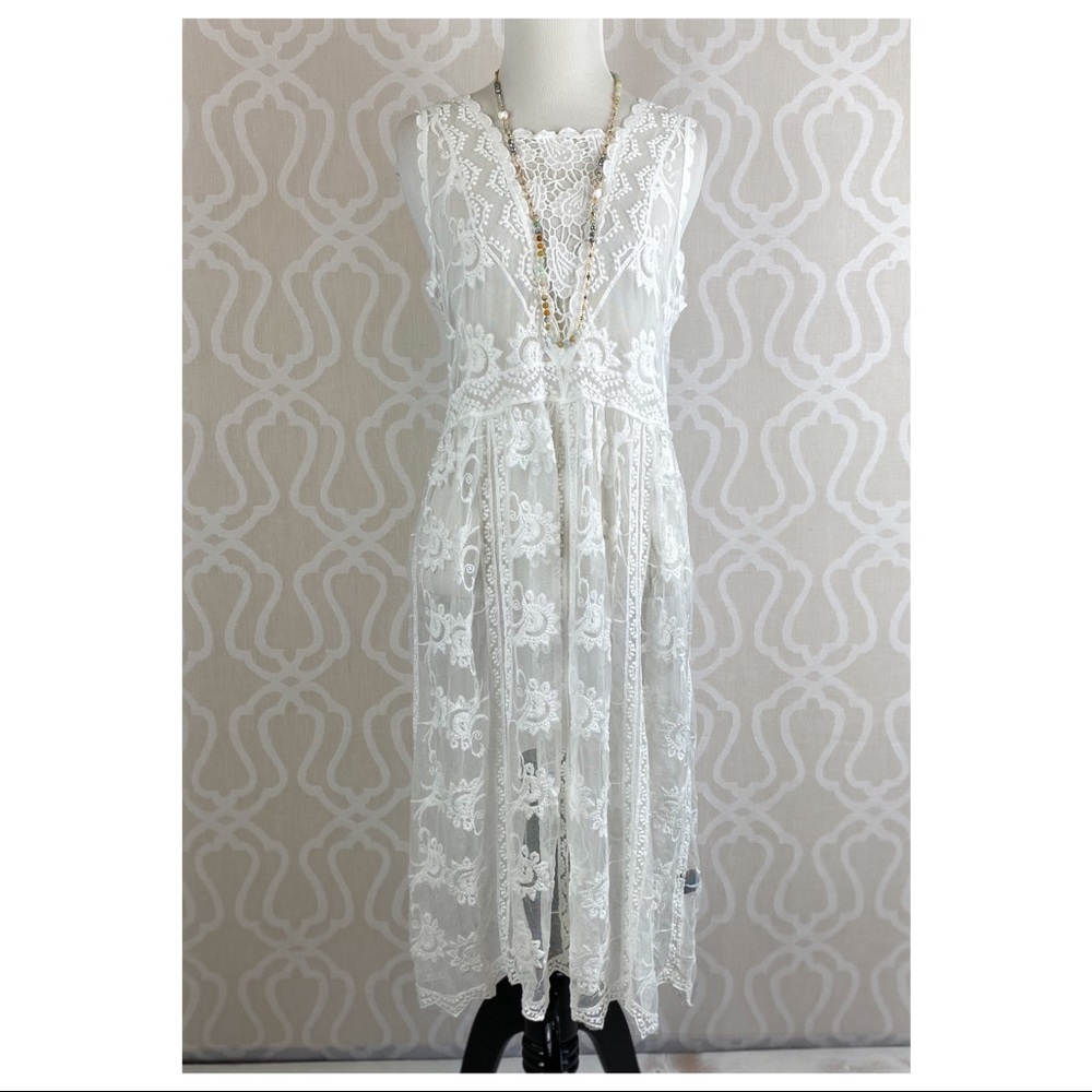 POL Naomi Ivory Lace Cover up Kimono Dress - Picture 6 of 16